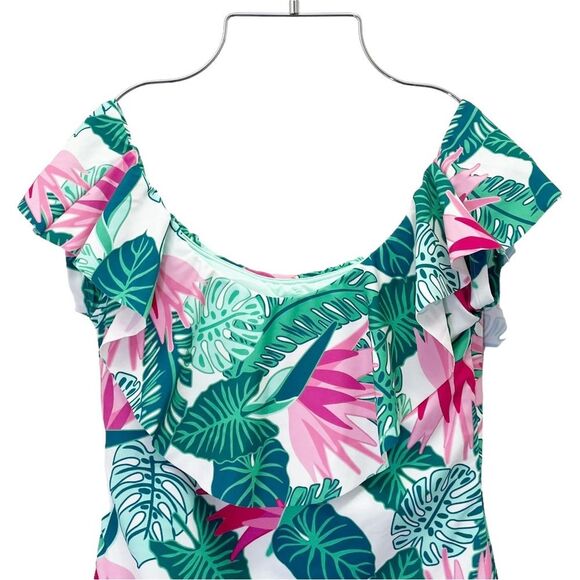NWT Matilda Jane Palm Tree Paradise One-Piece Ruffle Swimsuit Women’s Size Small - Picture 9 of 16